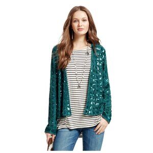 Calypso St. Barth Sequin Beaded Anastagio Teal Jacket sz M